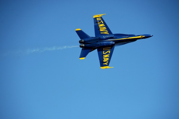 Single USN Blue Angel Flying by Deb Colombo